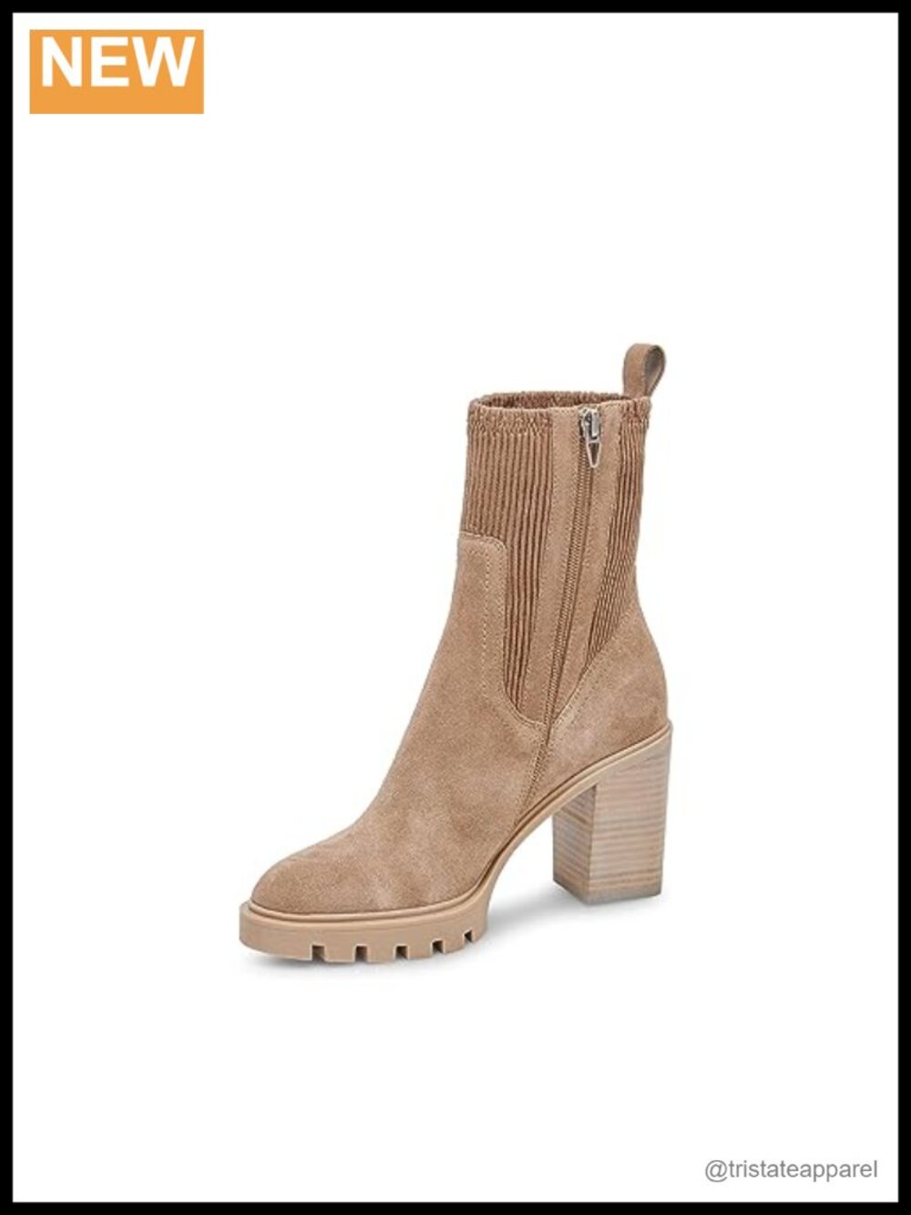 Women's Ankle Booties Block Heel Round Toe Water Resistant Suede Pull-On